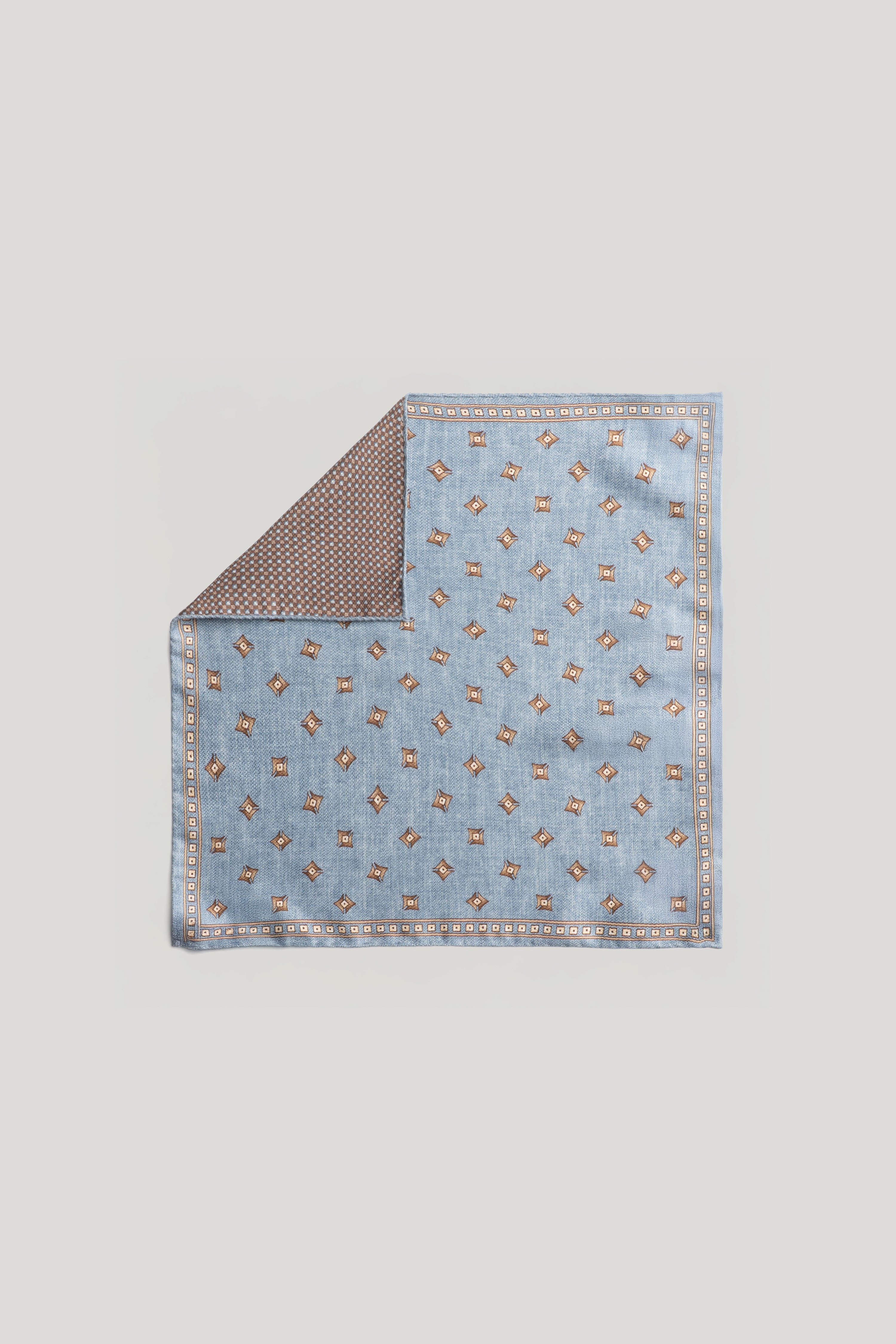 Alt view Sky Blue Geo Print Pocket Square