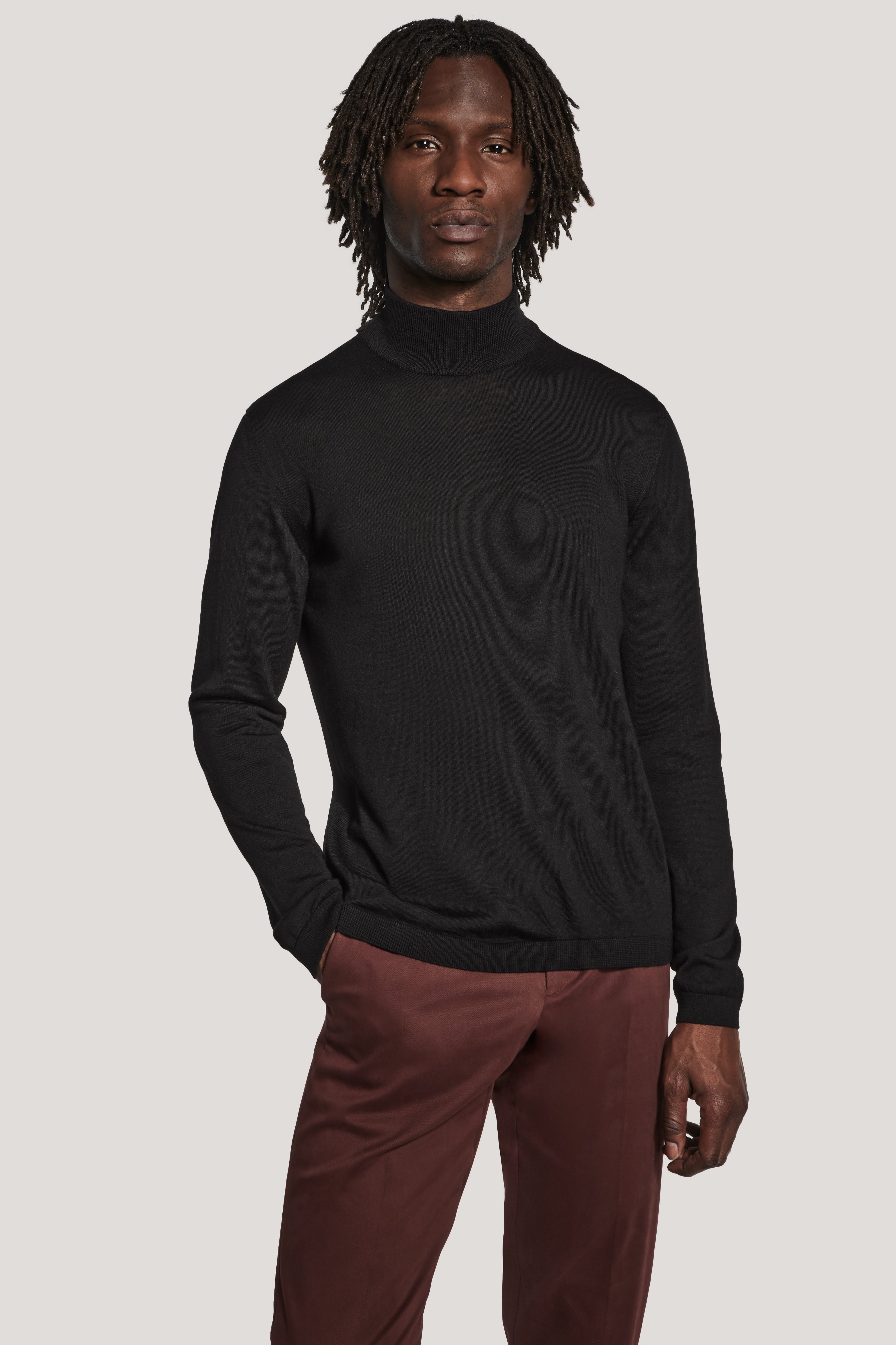 Alt view Black Long Sleeve Mock Neck