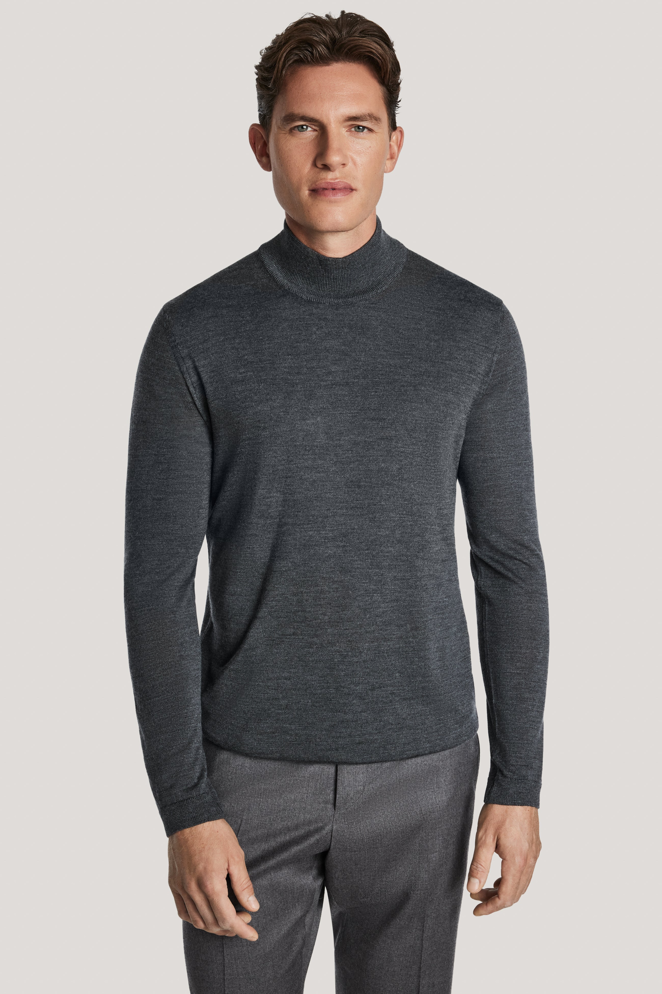 Alt view Grey Long Sleeve Mock Neck