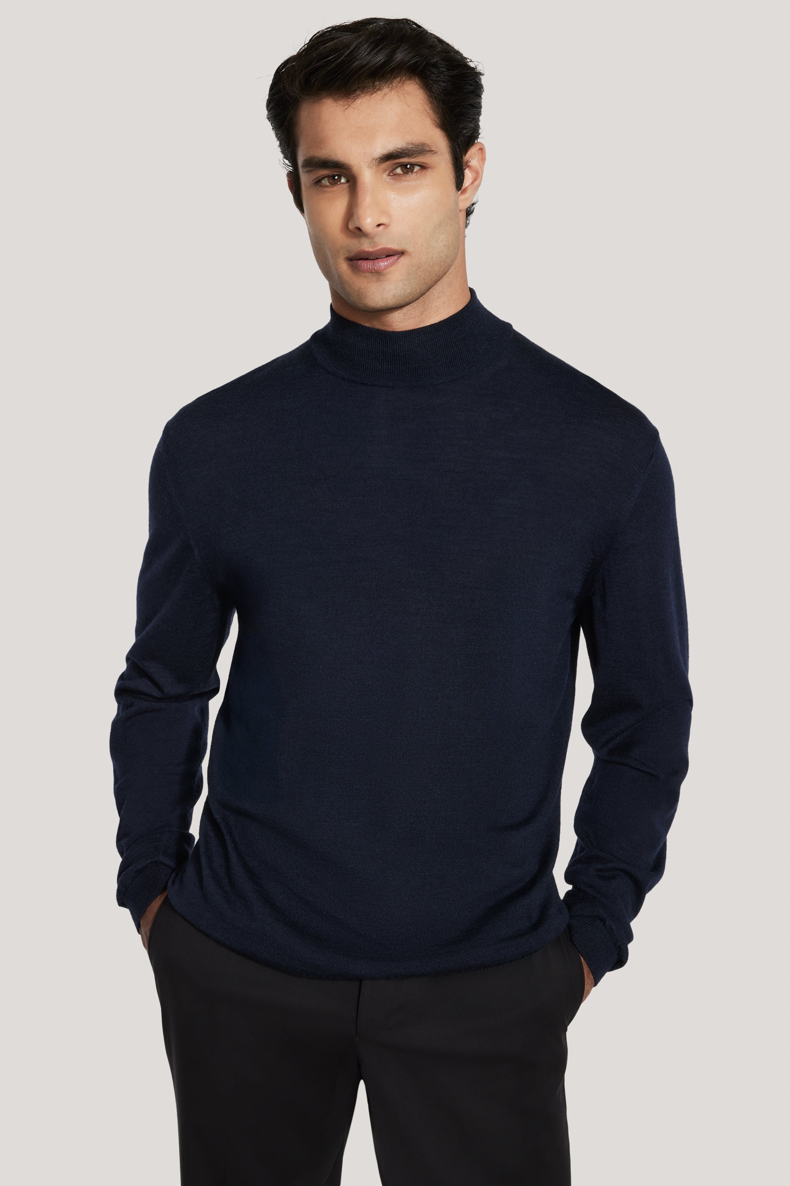Alt view Navy Long Sleeve Mock Neck