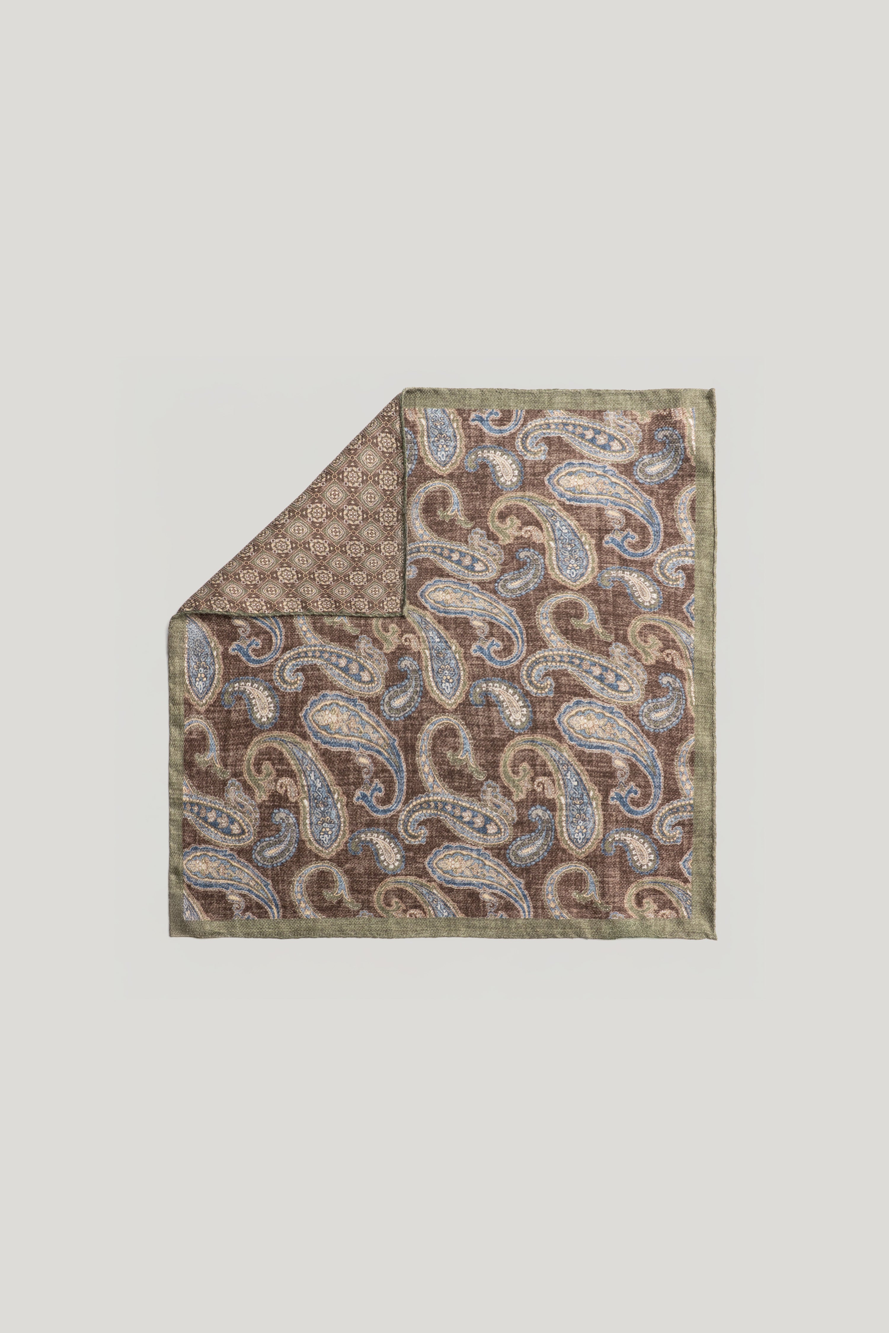 Alt view Sage Paisley Pocket Square