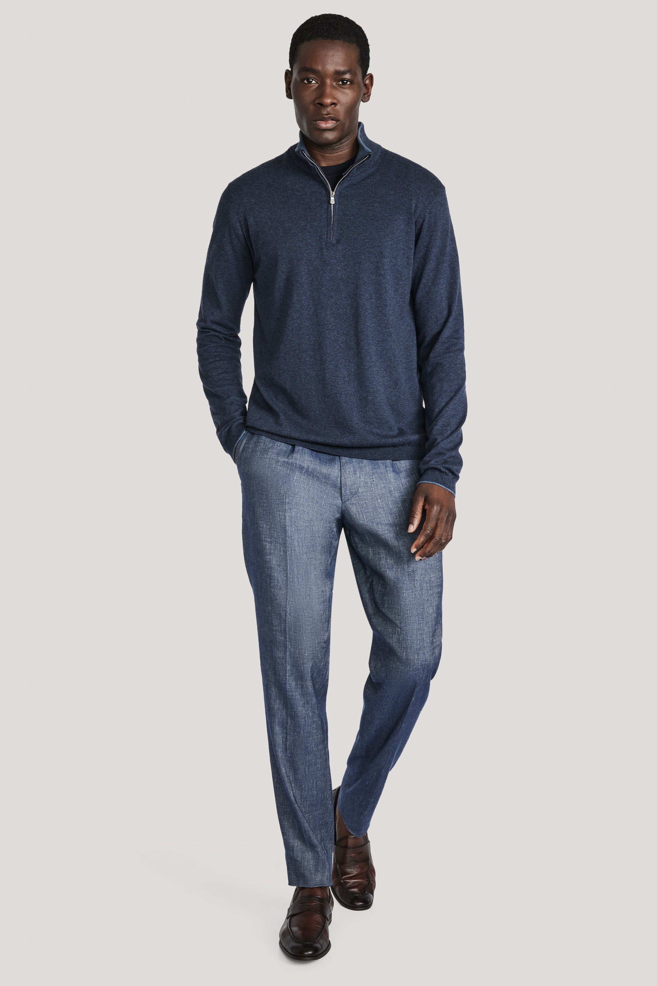 Daniel Washed Navy Solid Quarter Zip – Jack Victor