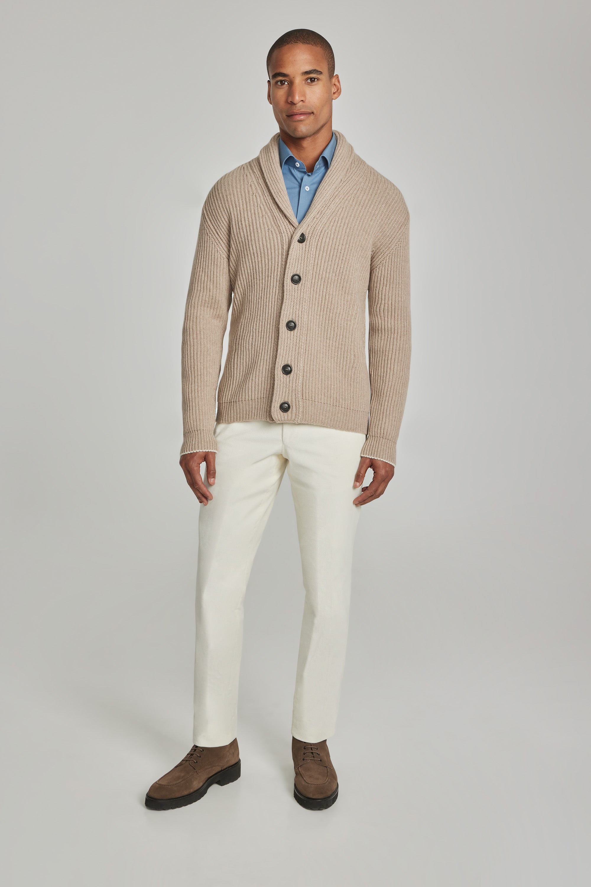Alt view Stayner Camel Solid Cashmere and Wool Shawl Cardigan