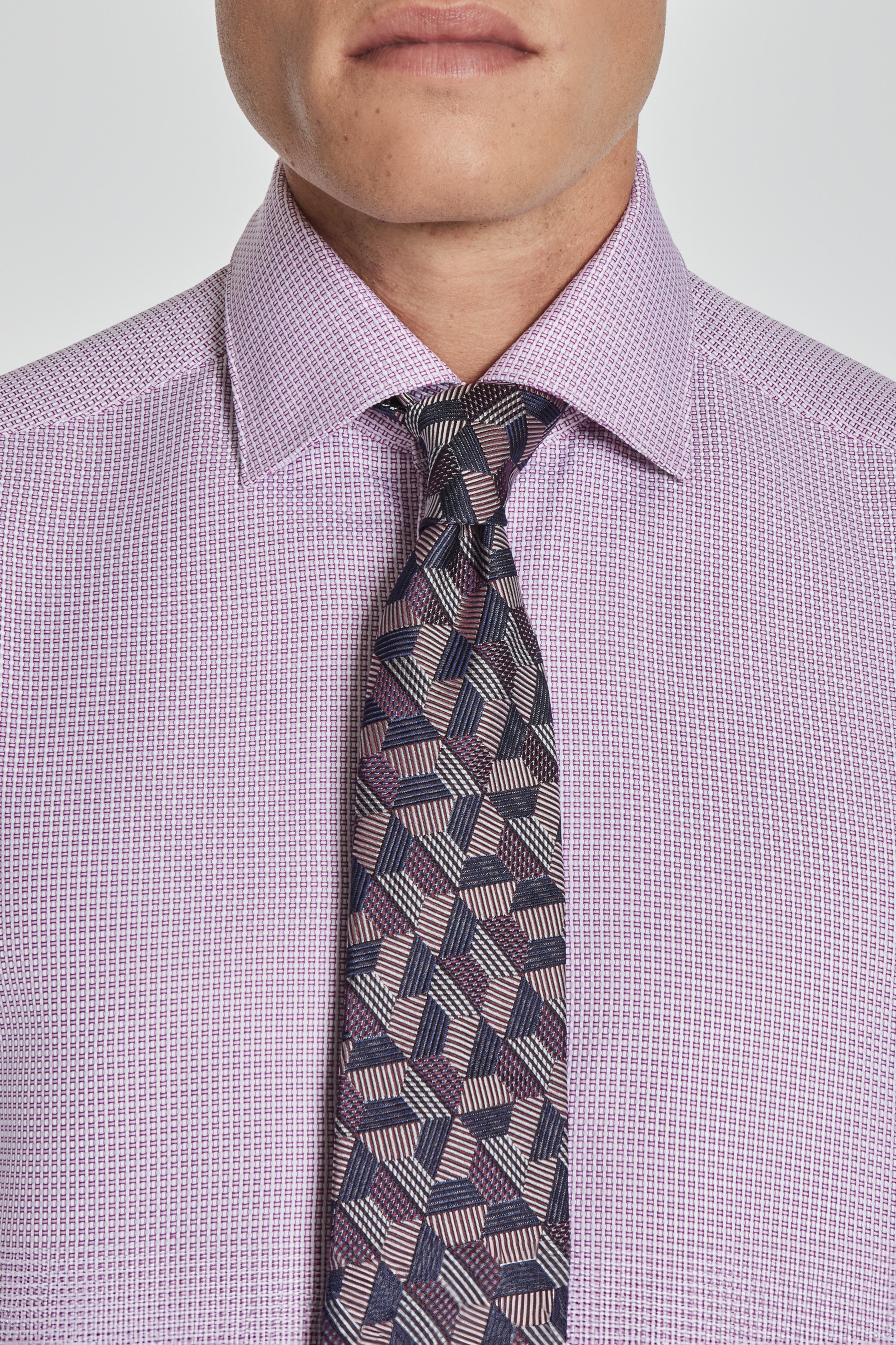 Vue alternative 3 Grosvenor chemise habillée en coton tissé géométrique en violet