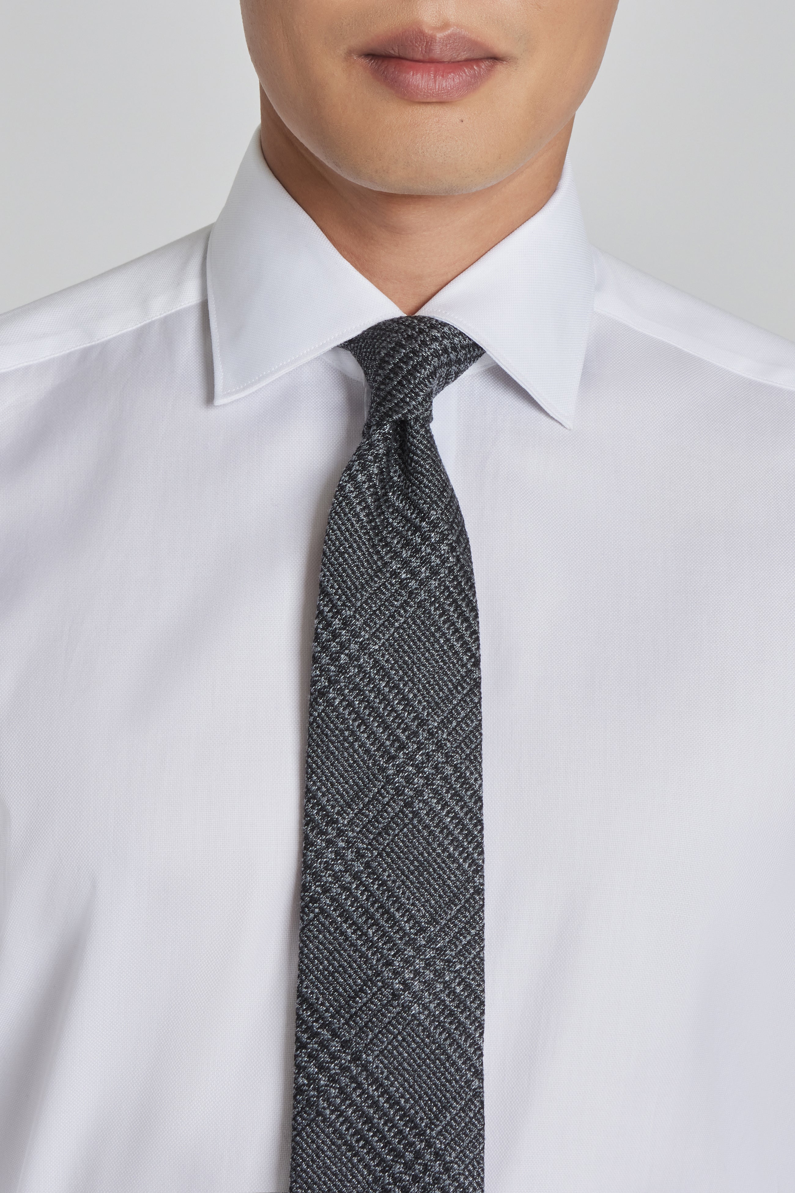 Vue alternative 2 Cravate Tissée Prince de Galles Anthracite