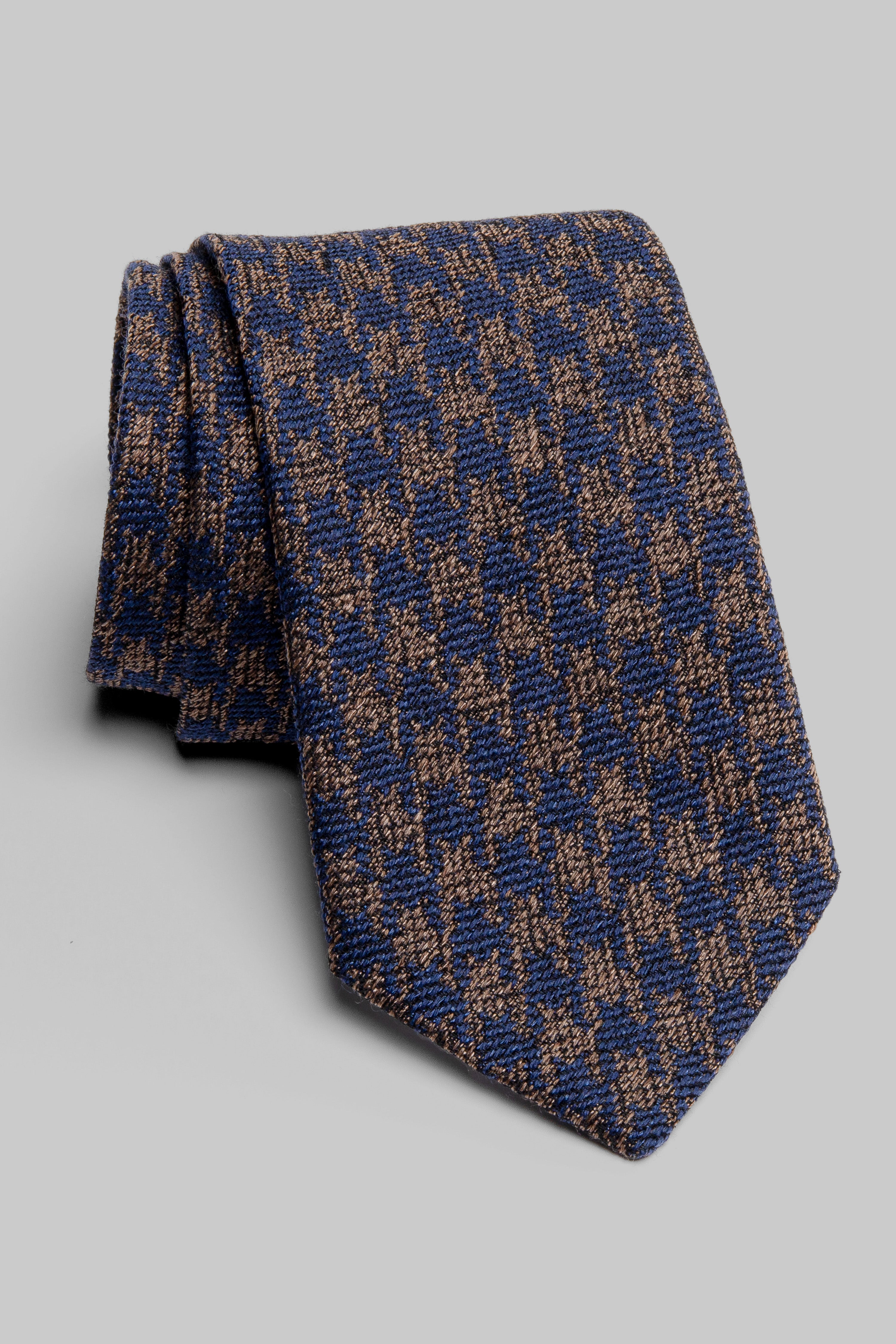 Vue alternative Cravate Noble Tissée Pied-de-Poule Marron