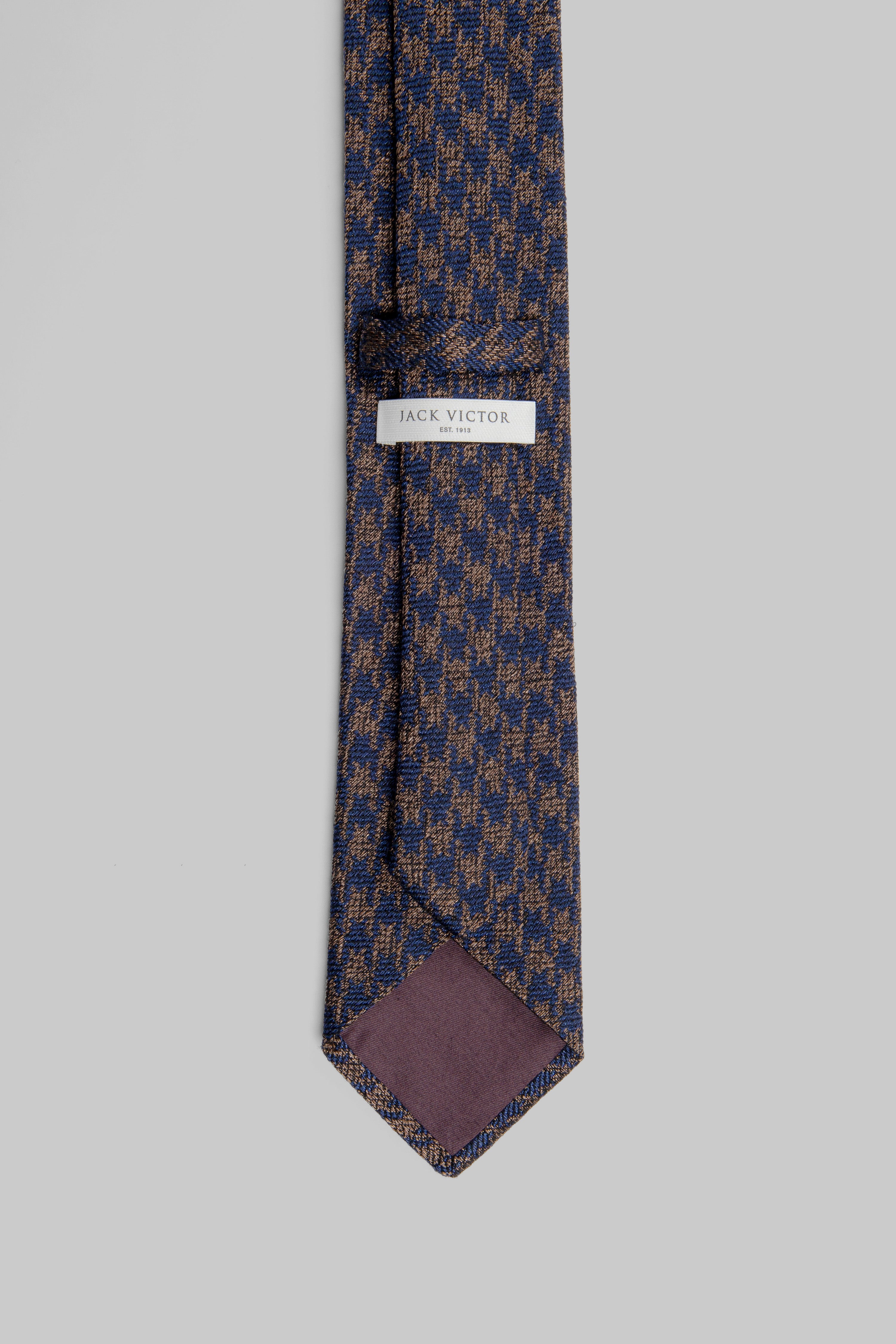 Vue alternative 3 Cravate Noble Tissée Pied-de-Poule Marron