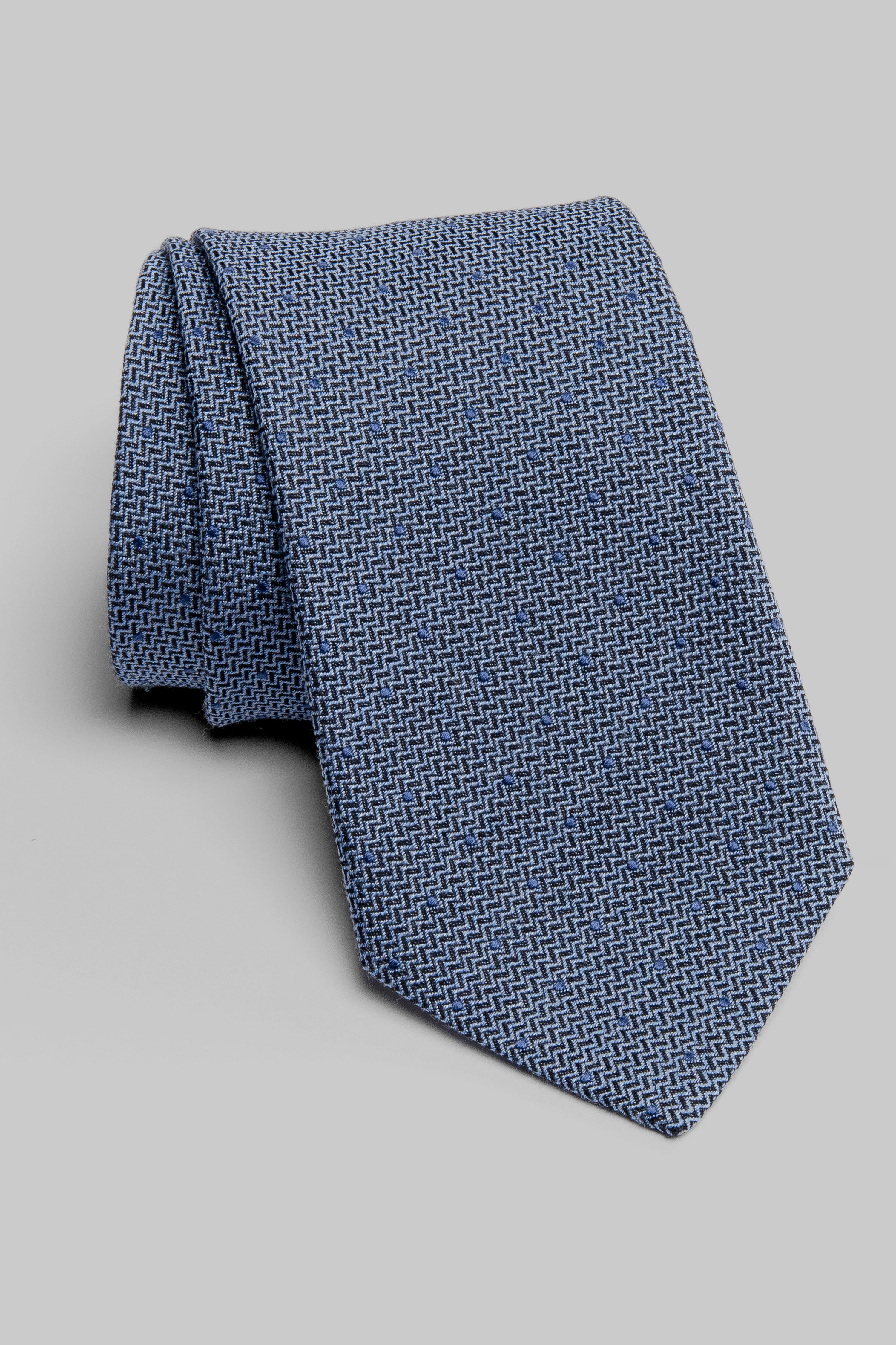 Vue alternative Cravate tissée à pois en bleu