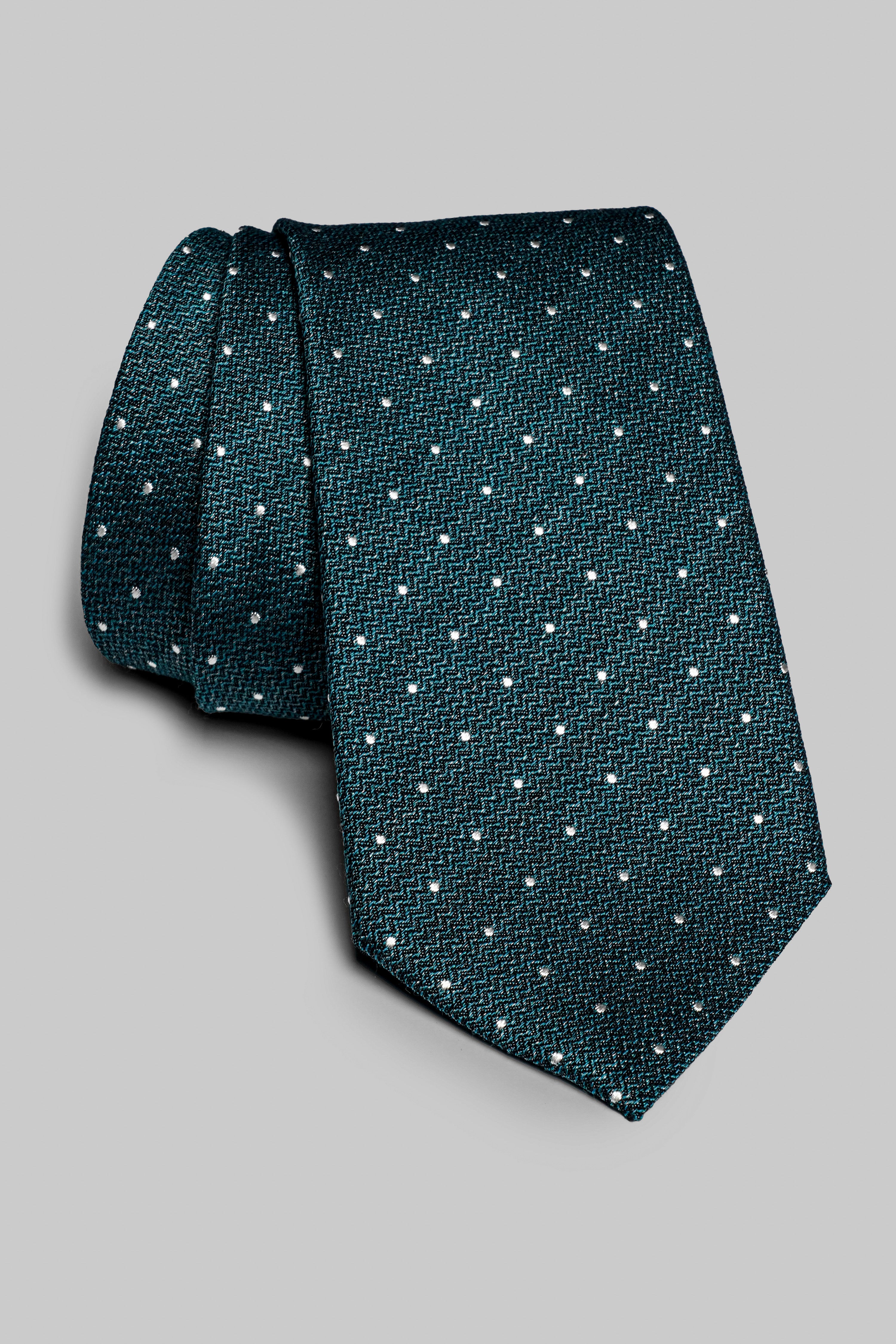 Vue alternative Cravate tissée Pindot en bleu sarcelle