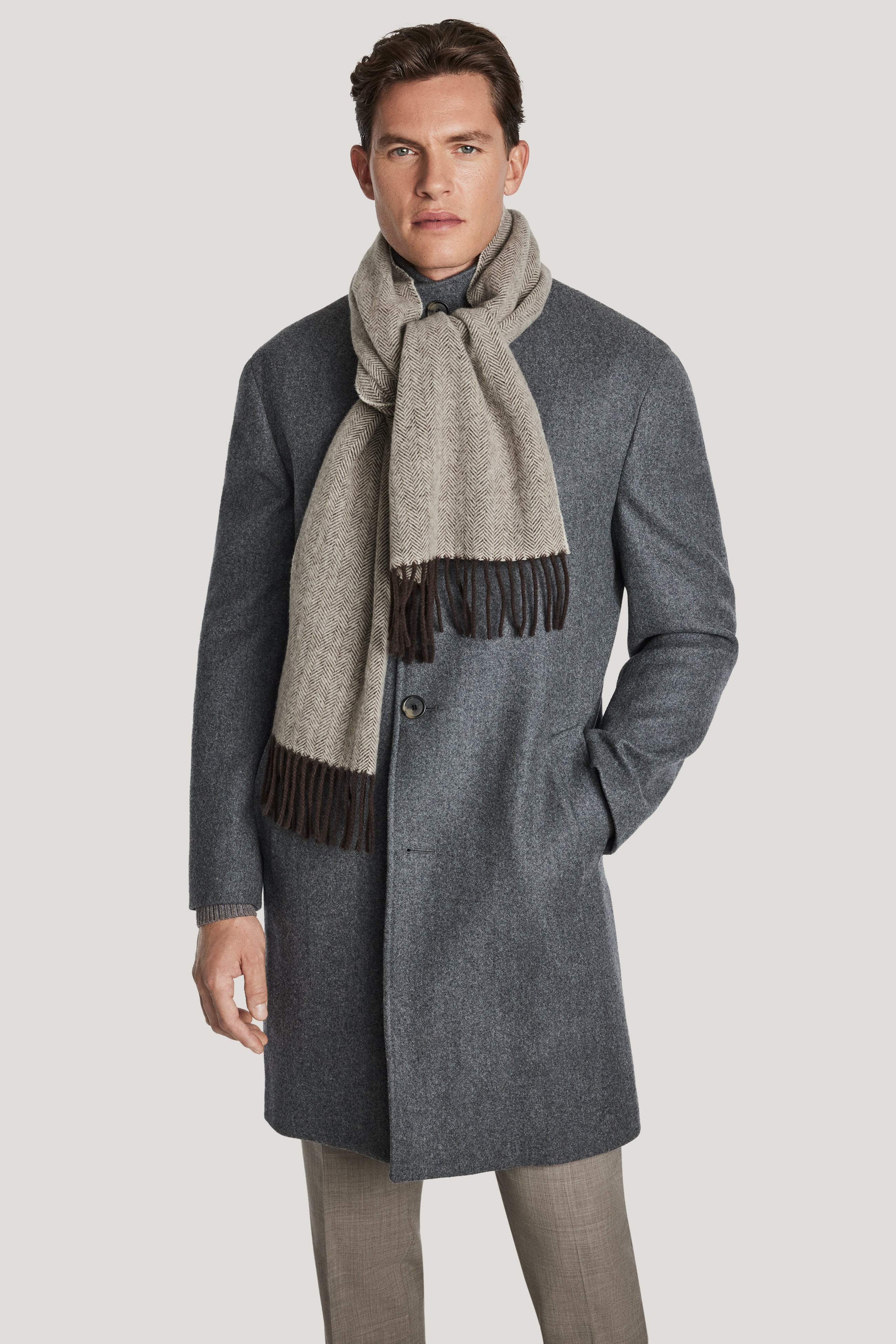 Alt view Oatmeal Herringbone Scarf