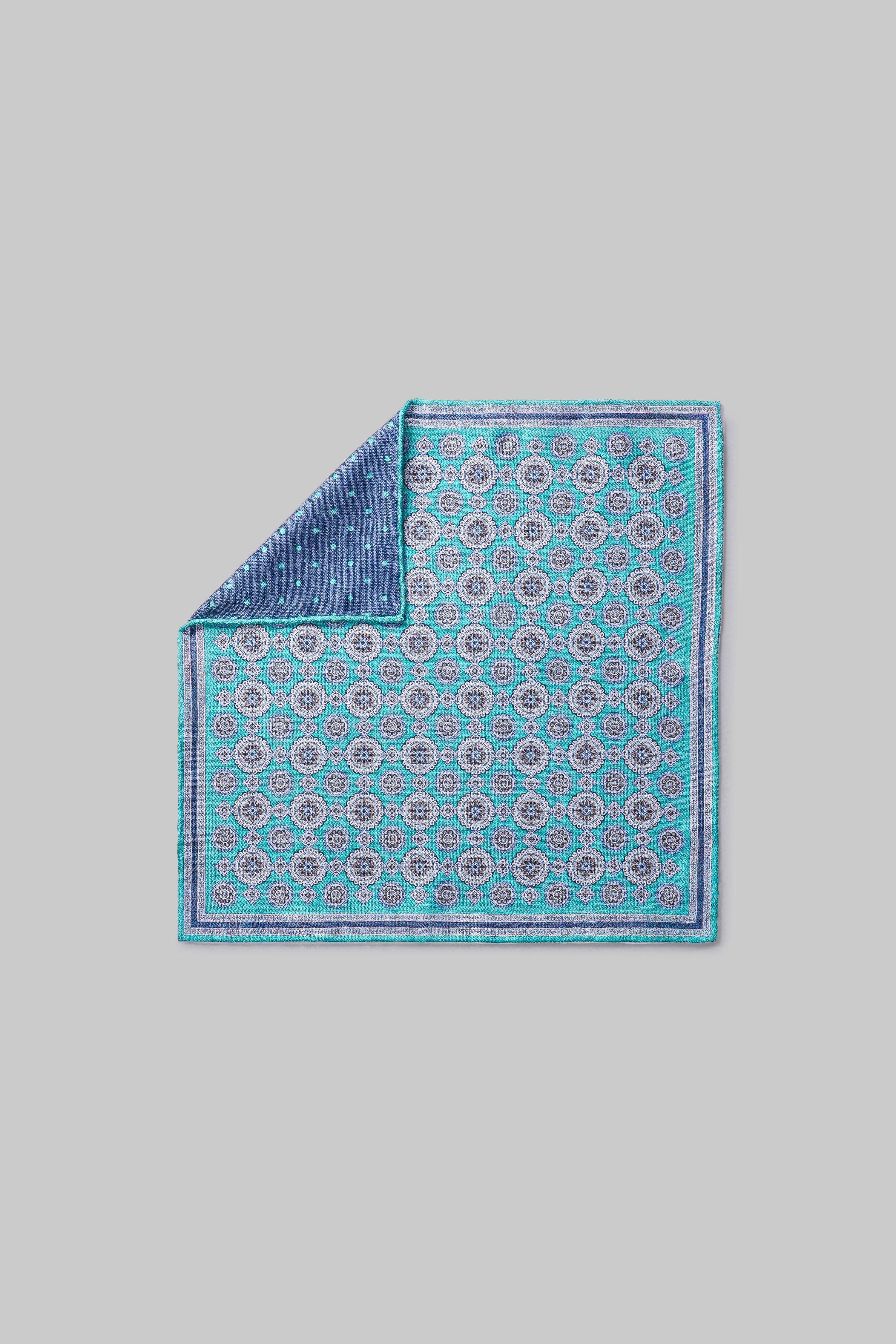 Vue alternative Pochette de costume en soie à imprimé géométrique bleu sarcelle
