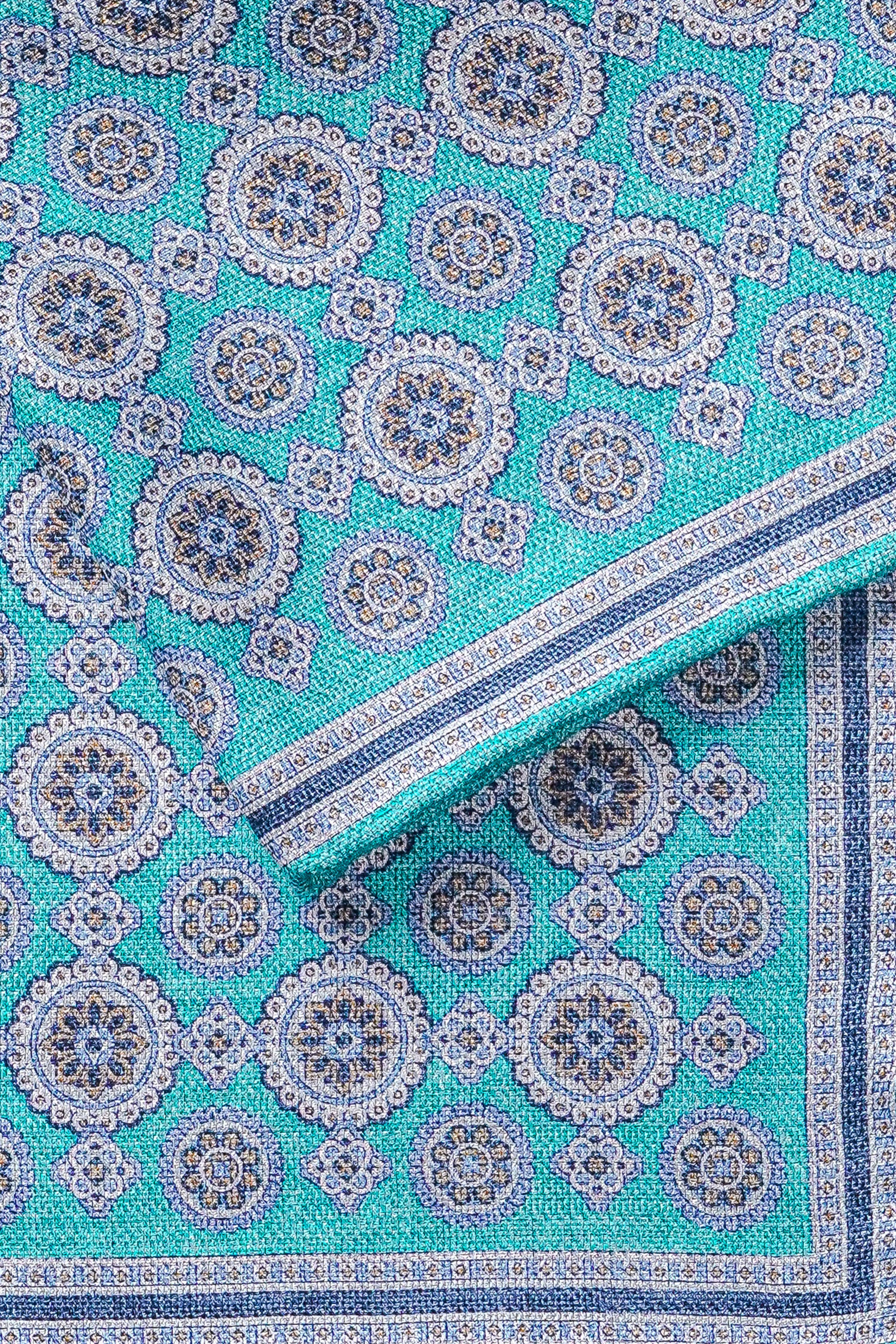 Vue alternative 2 Pochette de costume en soie à imprimé géométrique bleu sarcelle