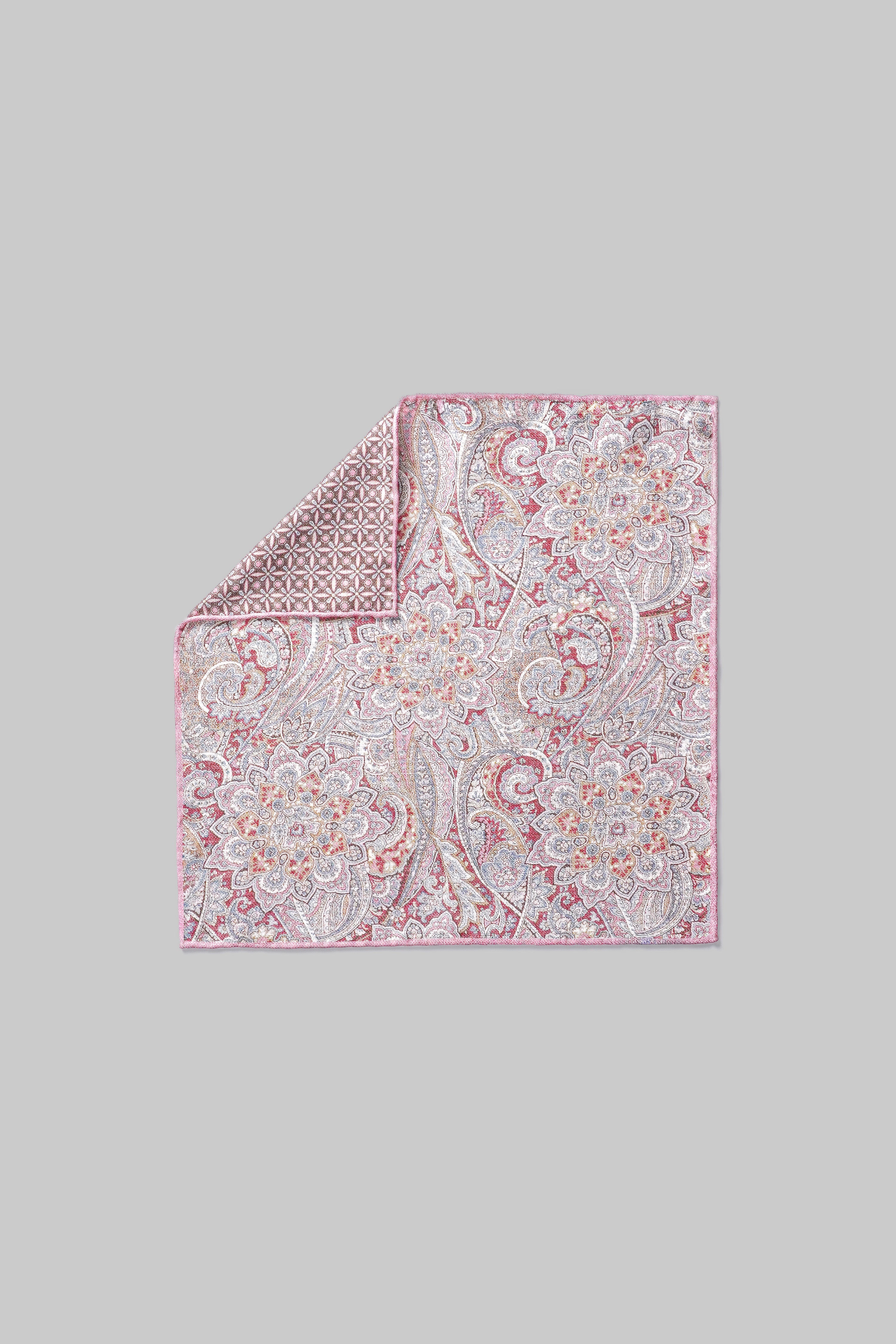 Vue alternative Pochette de costume en soie rose à motif cachemire