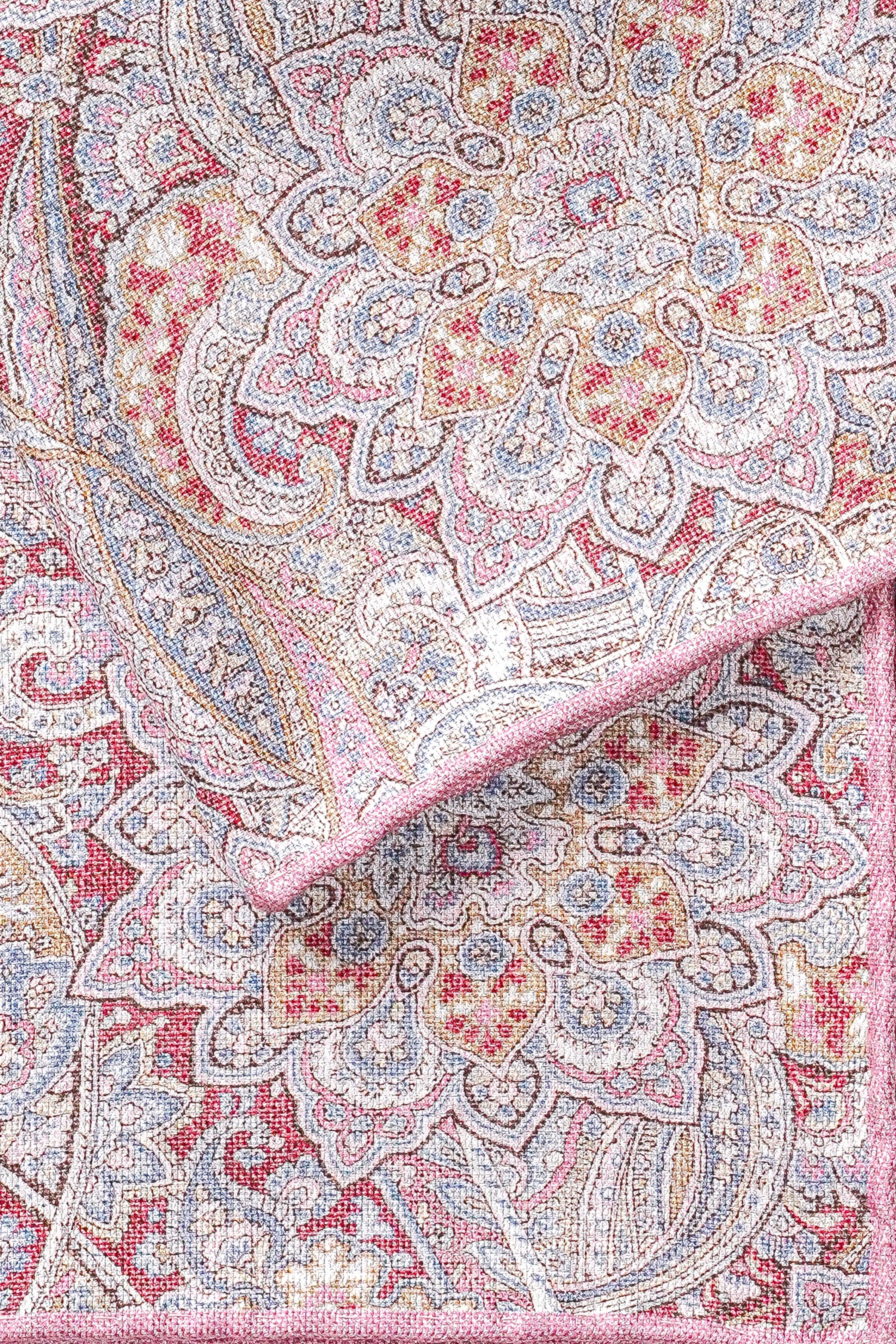 Vue alternative 2 Pochette de costume en soie rose à motif cachemire