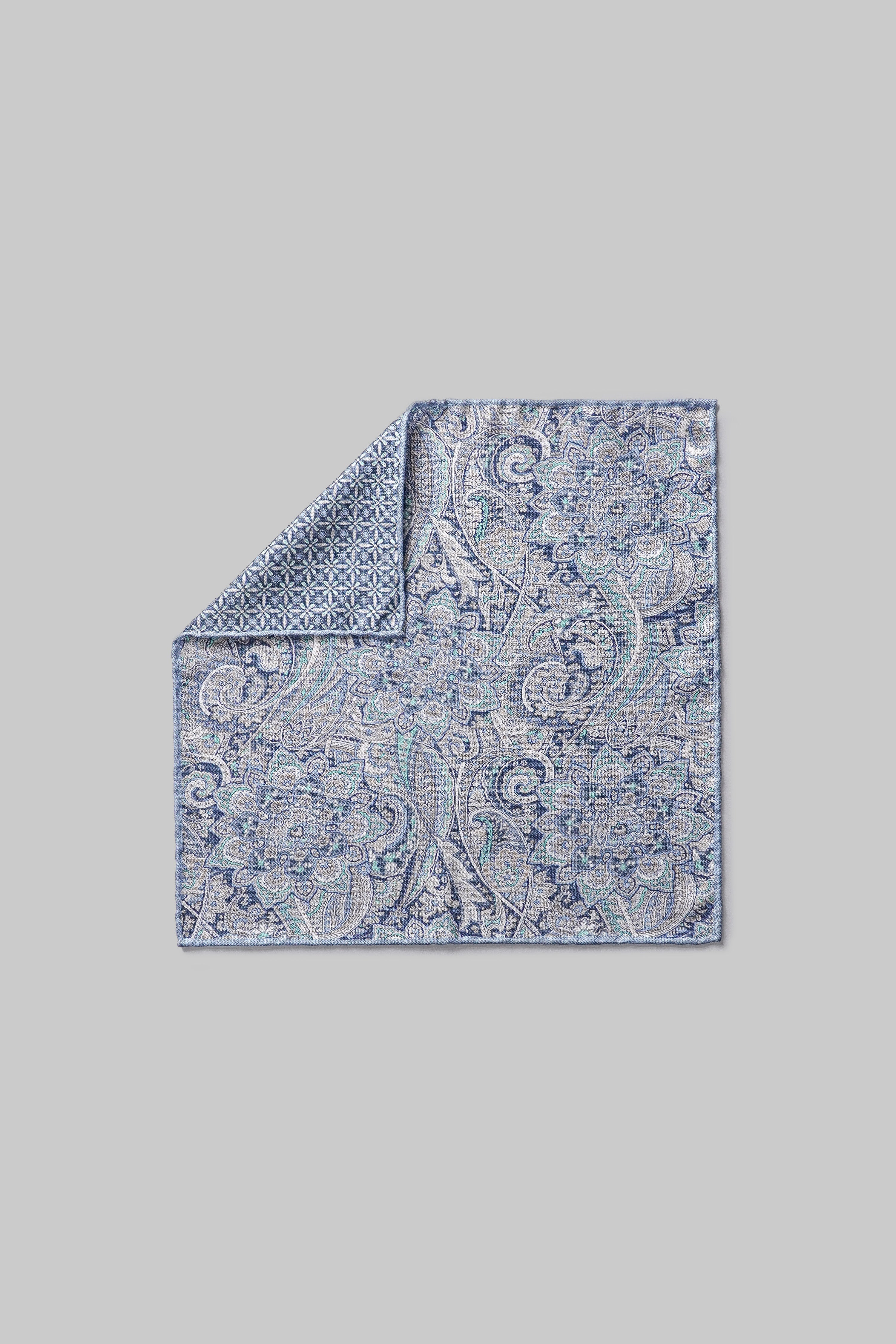 Vue alternative Pochette de costume en soie motif cachemire bleu ciel