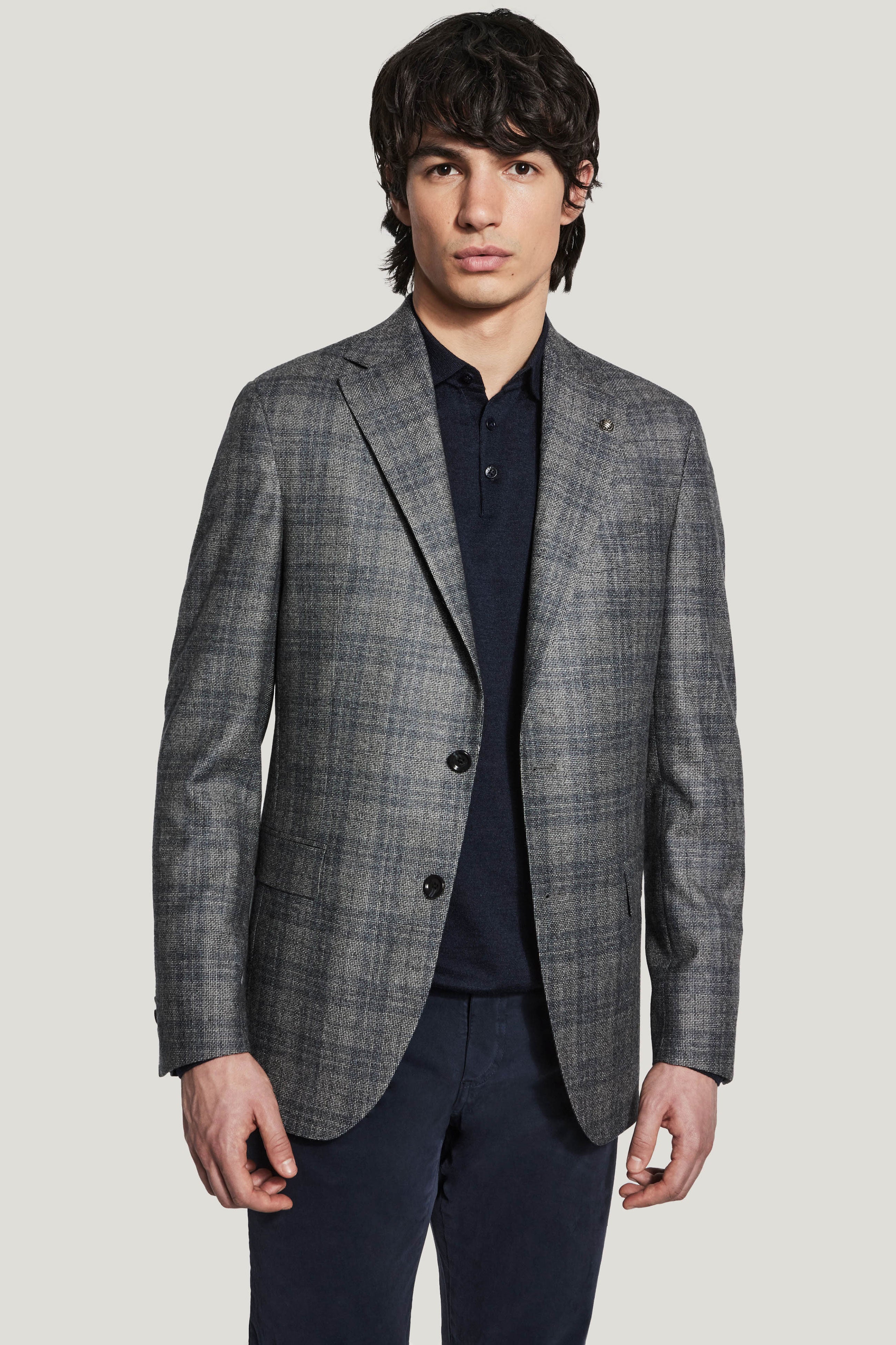 Alt view Grey and Blue Plaid Blazer