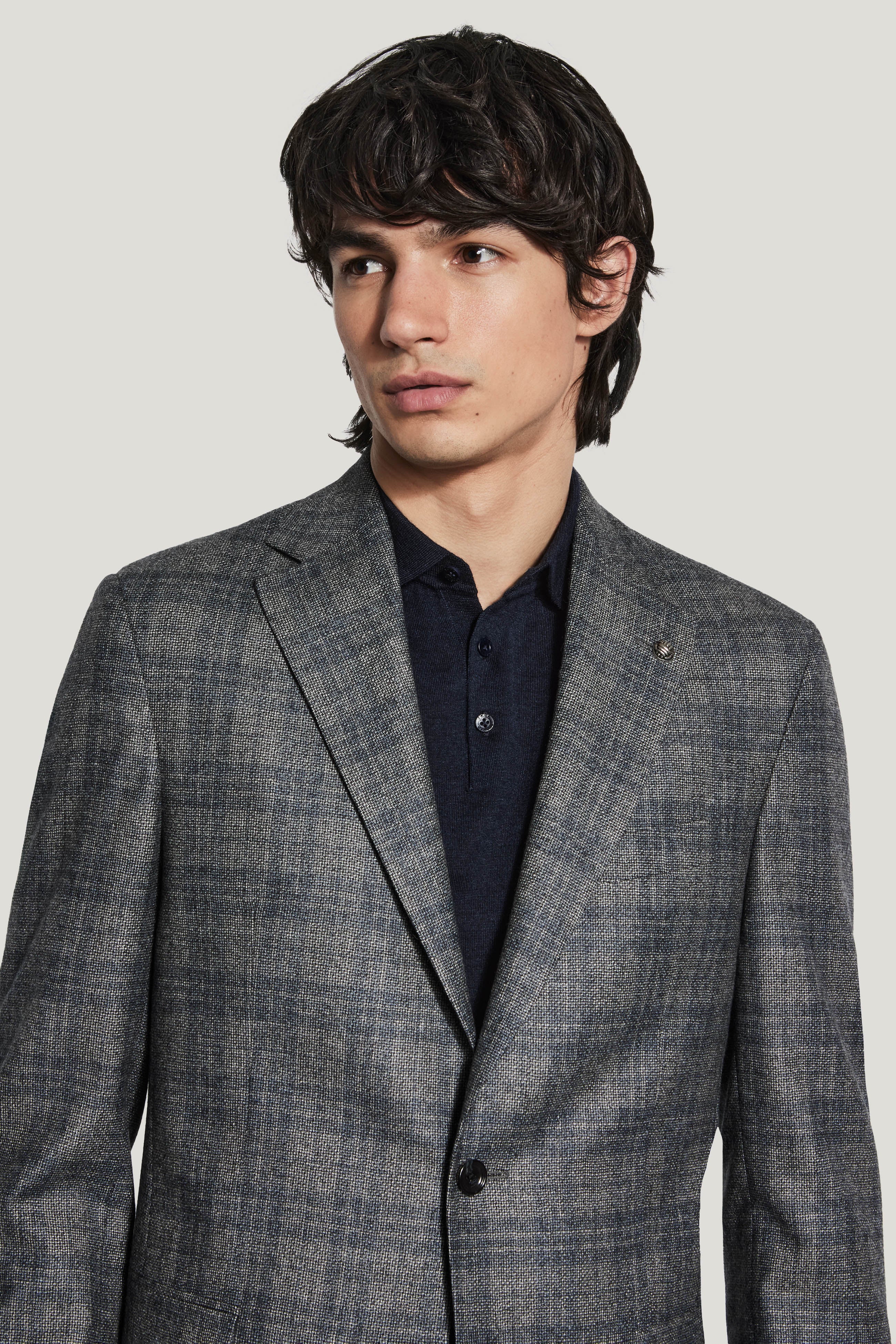 Alt view 1 Grey and Blue Plaid Blazer