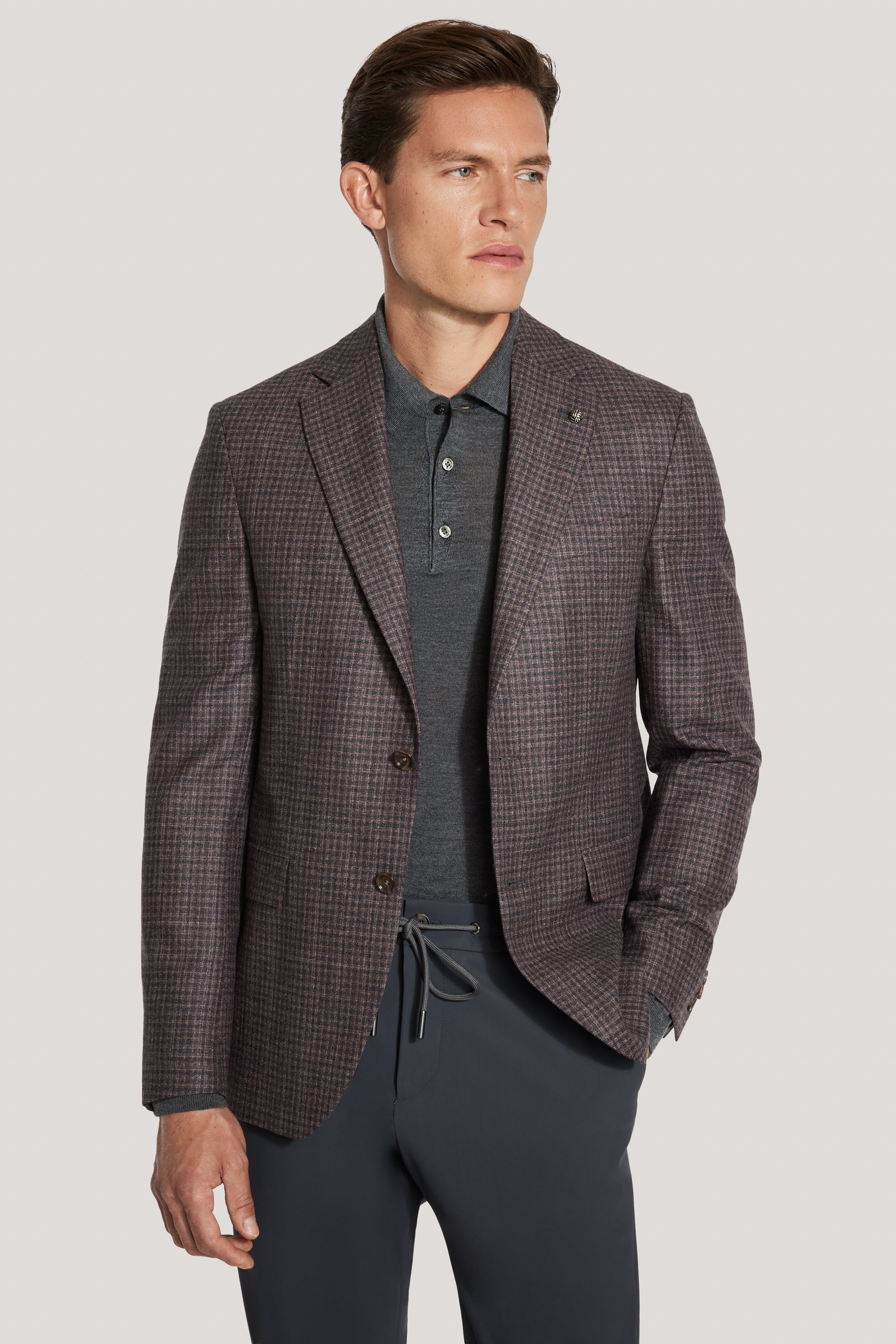 Vue alternative Blazer à mini carreaux rouille et gris