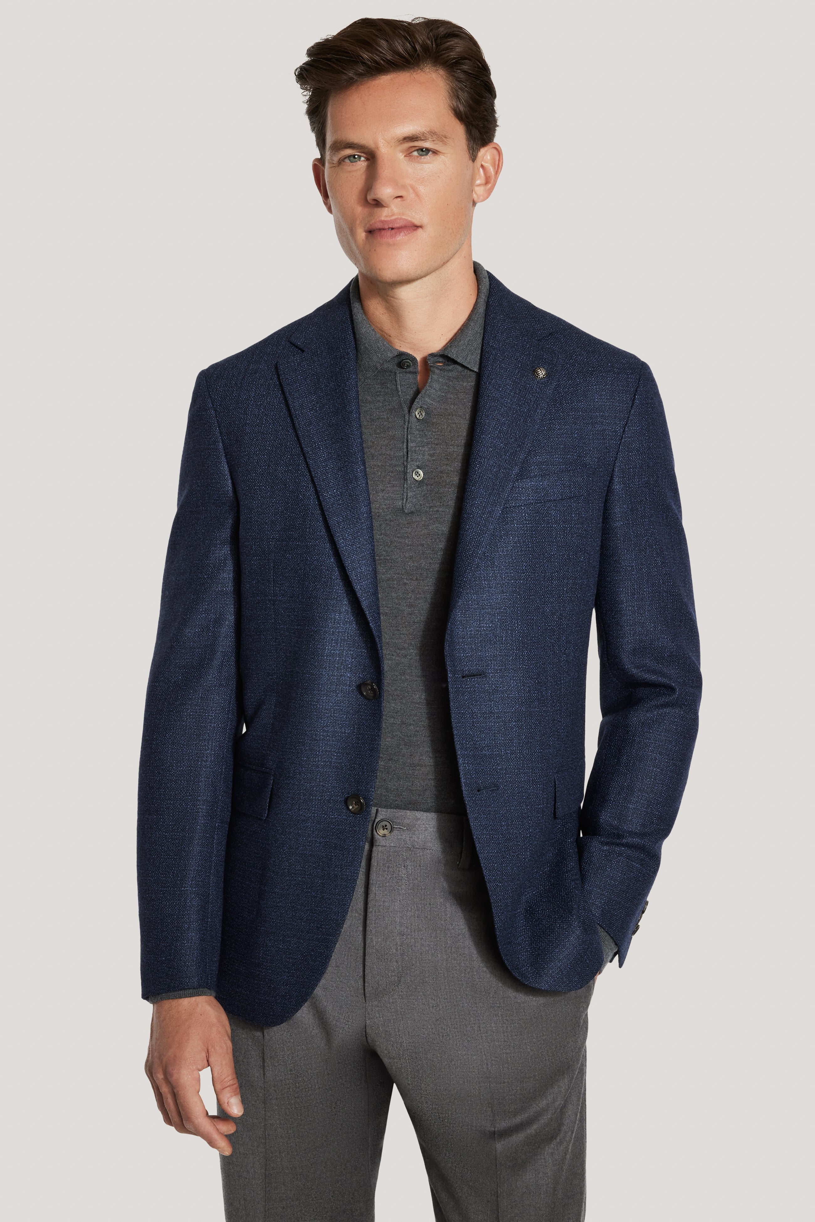 Alt view Blue Solid Stretch Blazer
