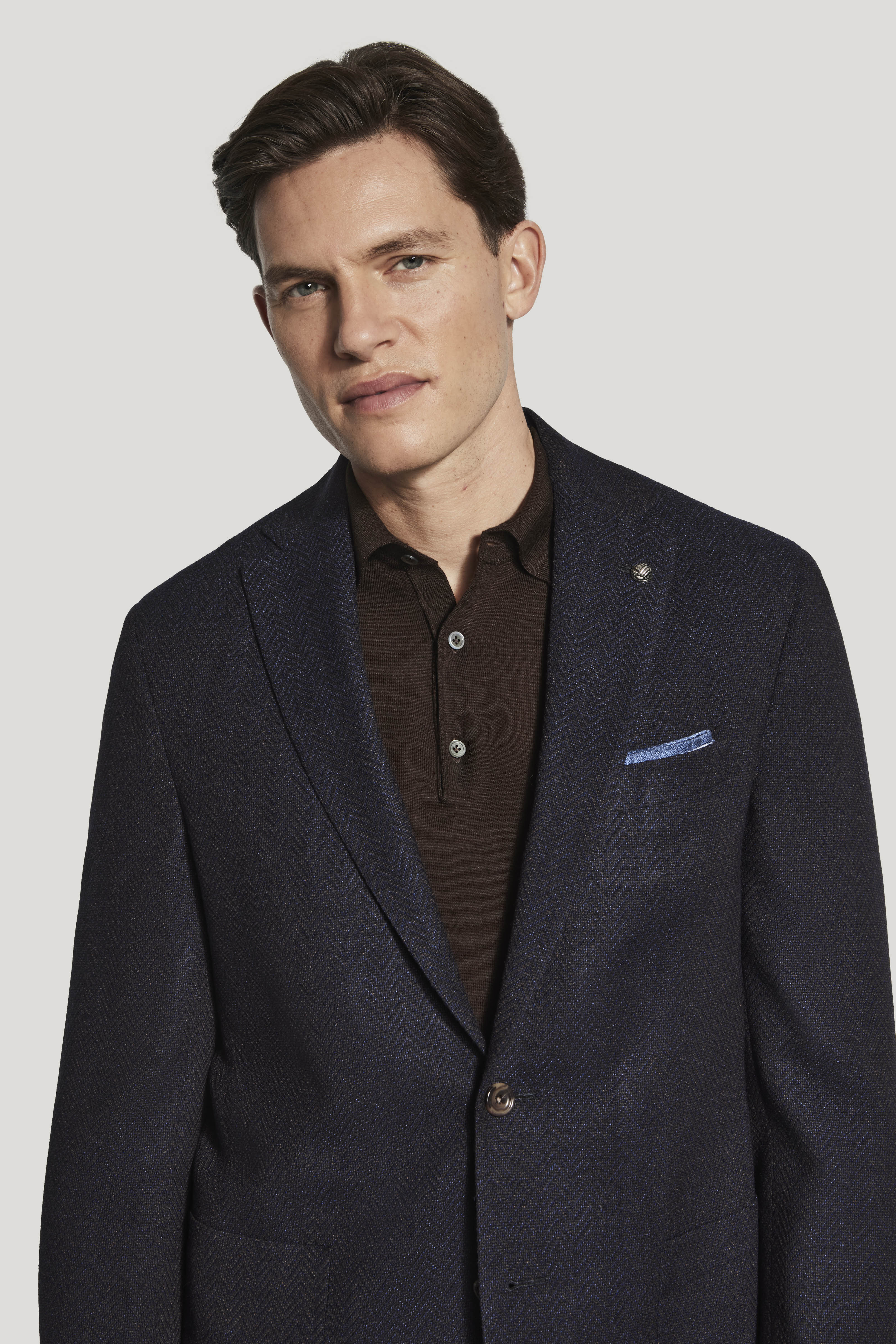 Alt view 1 Navy and Brown Herringbone COMFORTWEAR™ Blazer