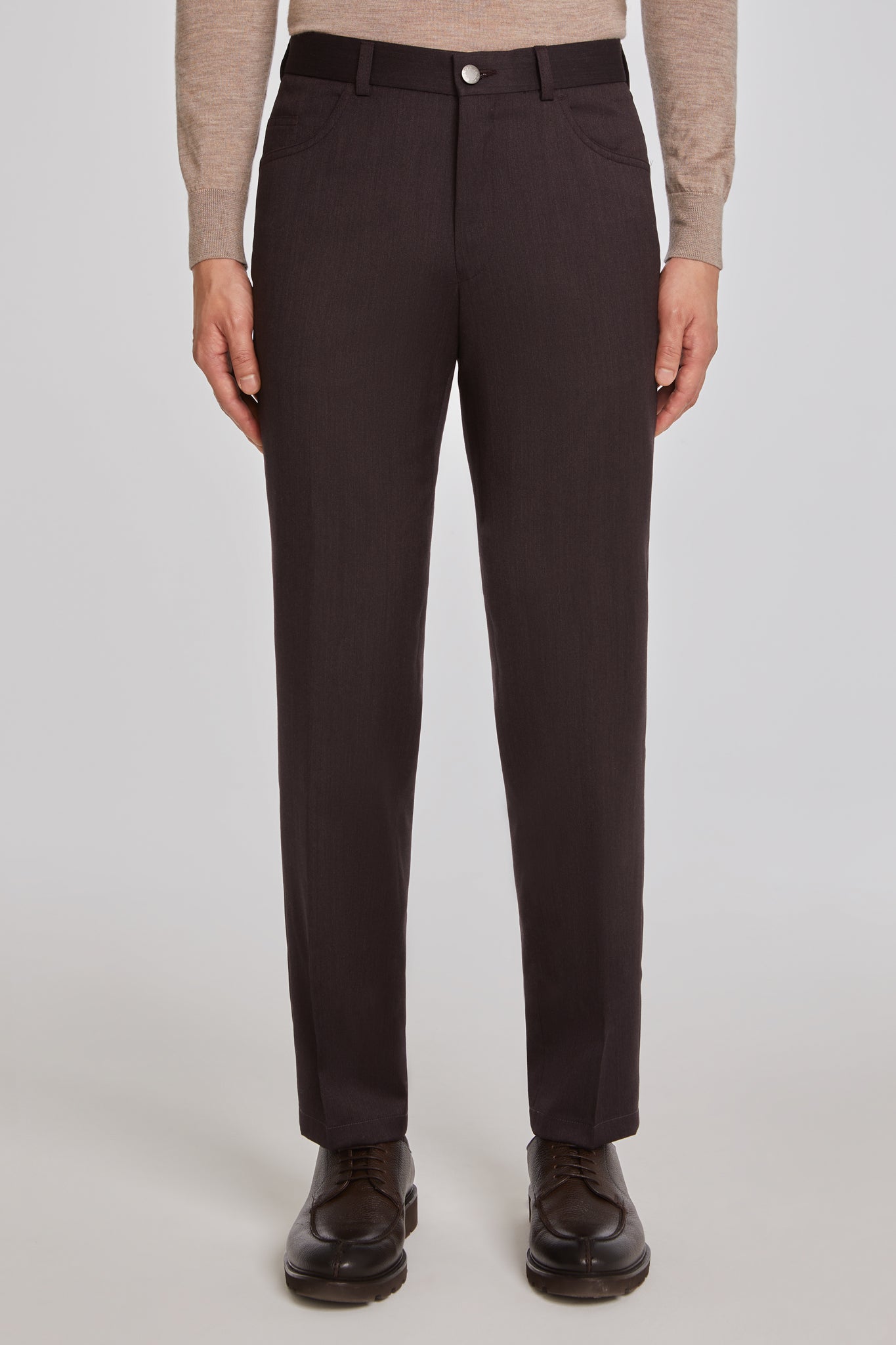 Alt view Sage Solid 5-Pocket Pant in Berry
