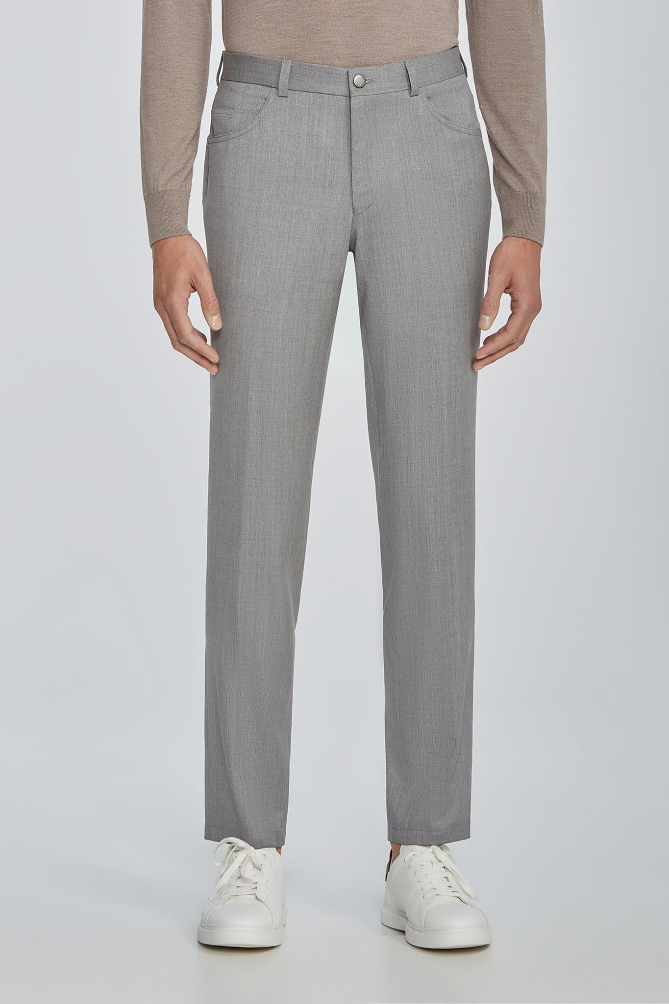 Vue alternative Pantalon 5 poches gris clair unie Sage