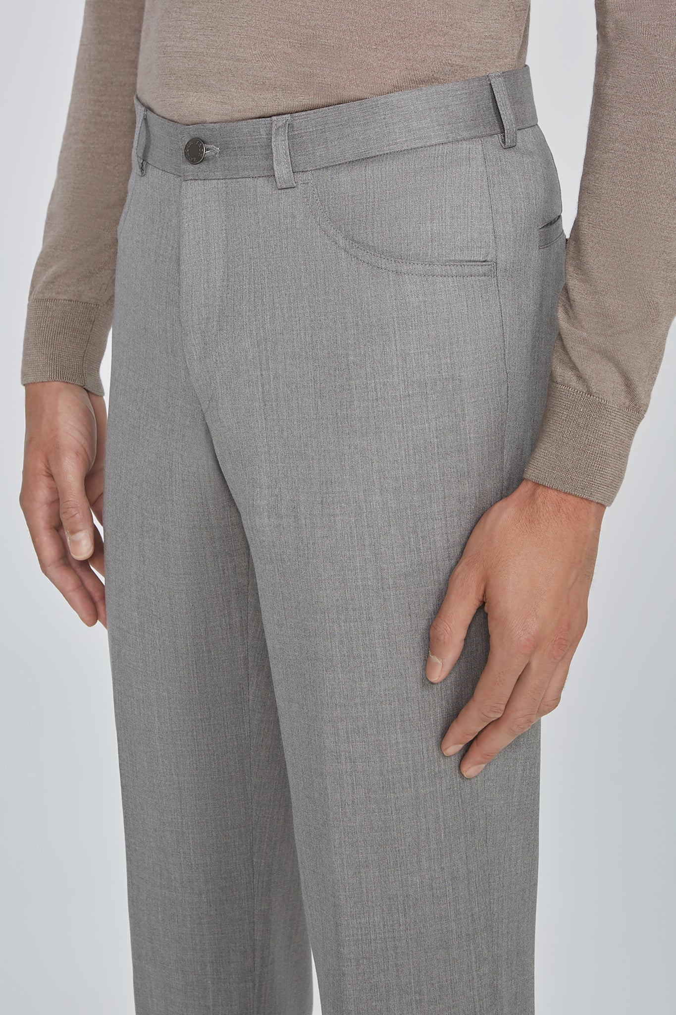 Vue alternative 1 Pantalon 5 poches gris clair unie Sage