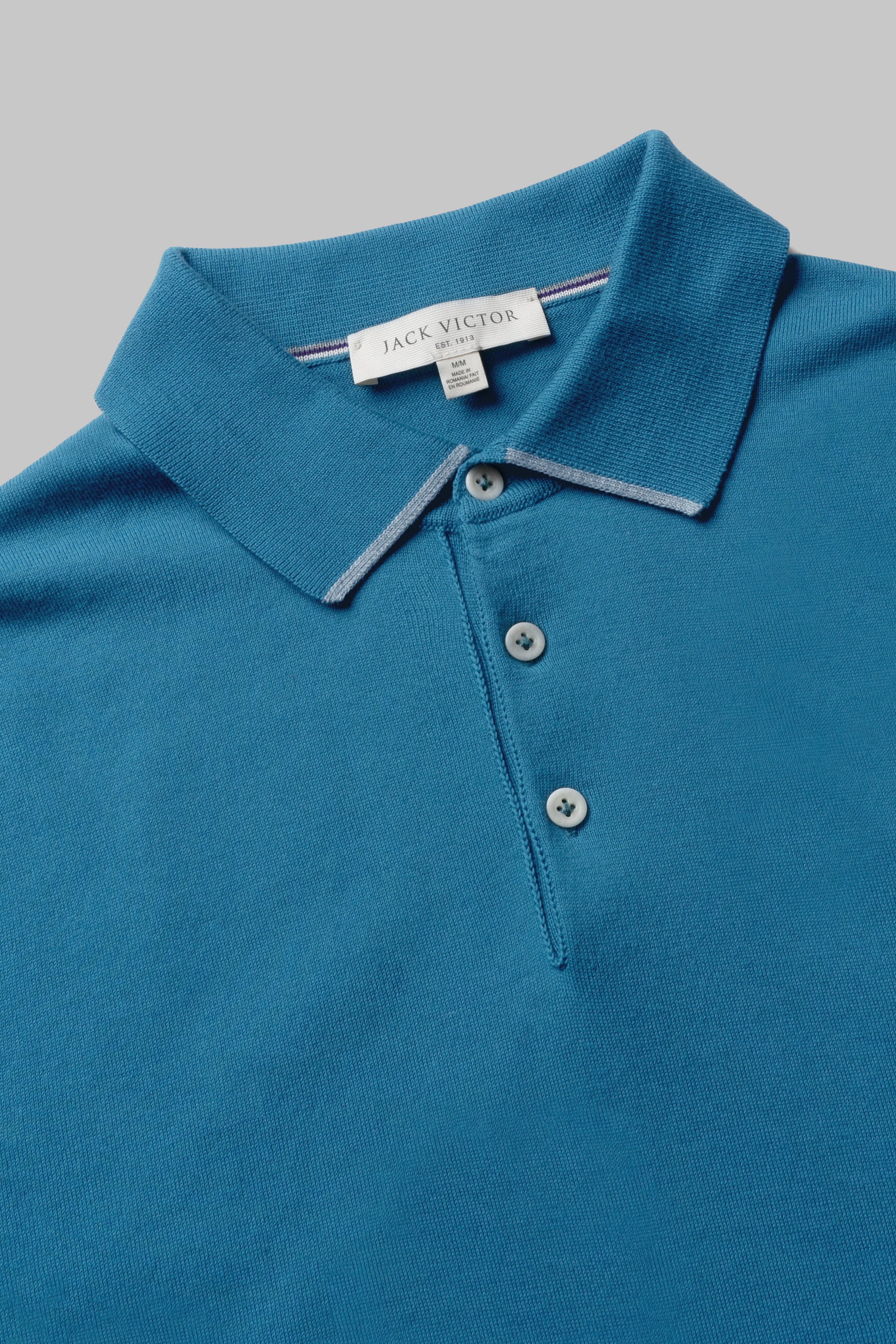 Vue alternative 1 Polo en tricot de coton Roslyn en bleu sarcelle
