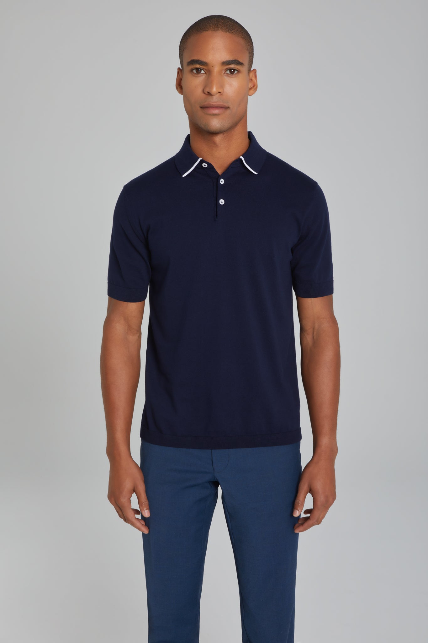 Vue alternative Polo en tricot de coton Roslyn en bleu marine