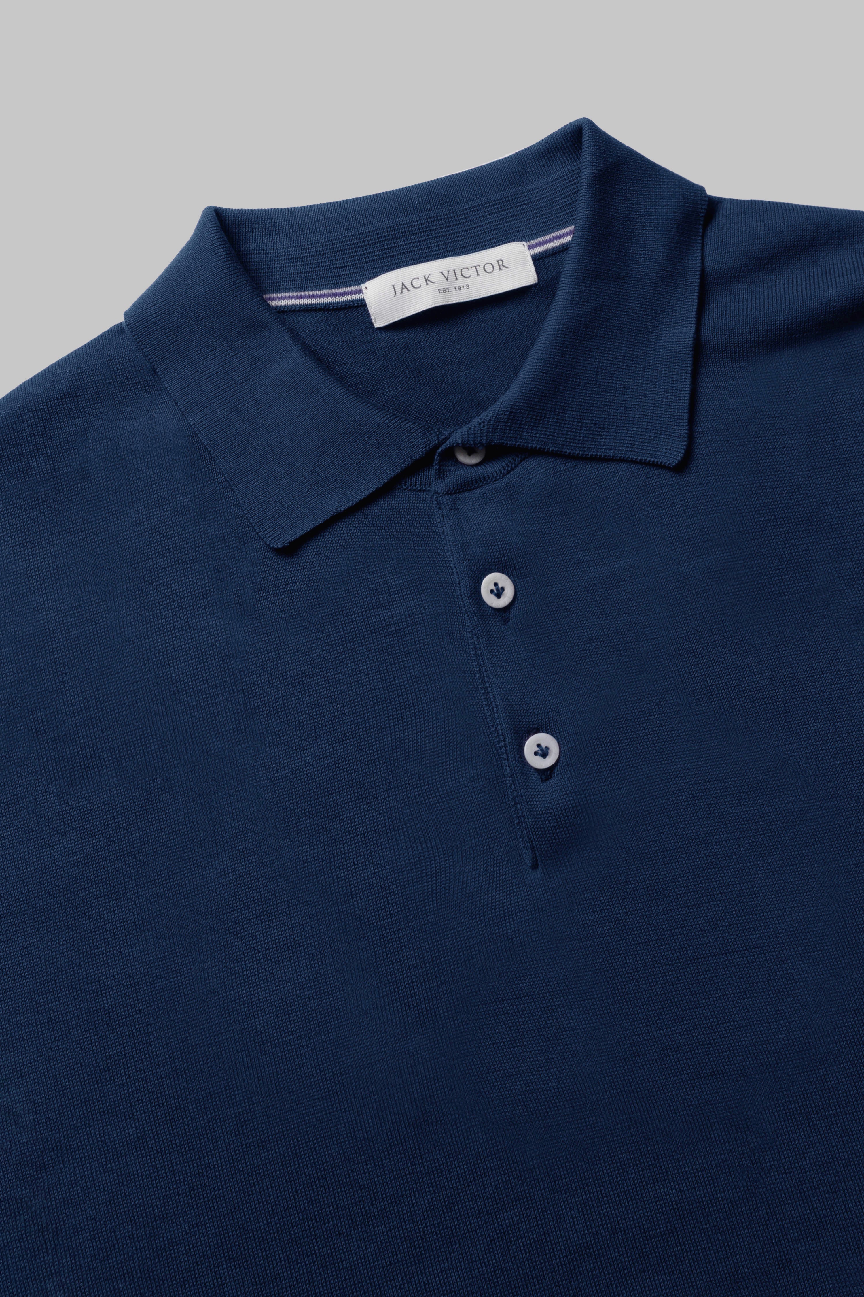 Vue alternative 1 Polo en tricot de coton et de soie SetiCo en bleu marine