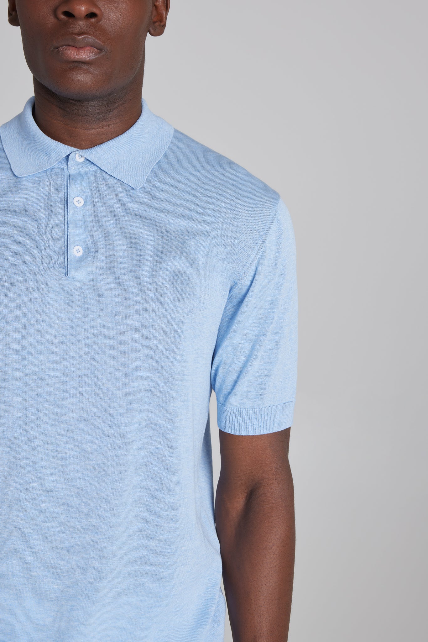 Alt view 2 SetiCo Cotton and Silk Knit Polo in Light Blue